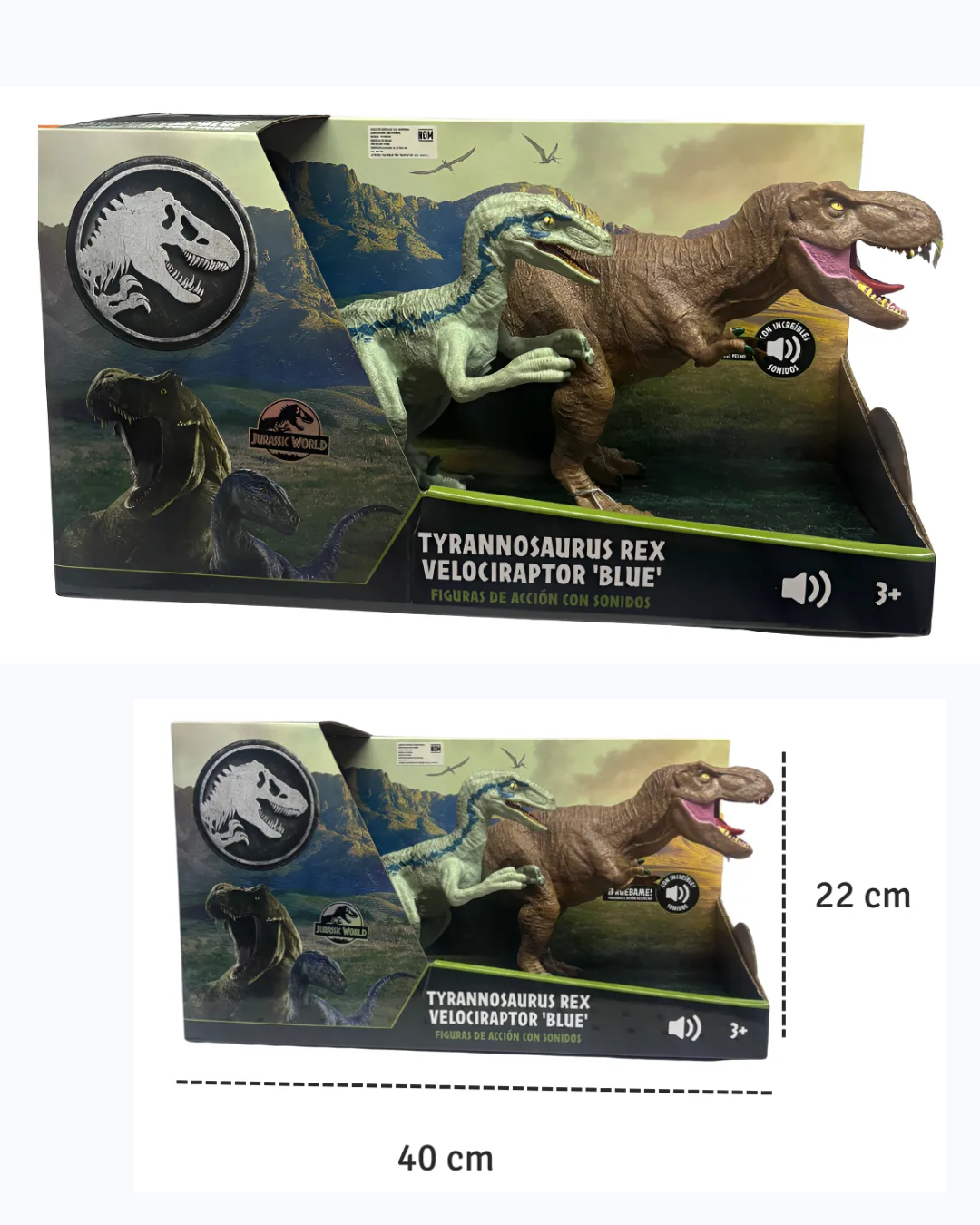 Jurassic World Tiranosaurio Rex y Velociraptor Blue