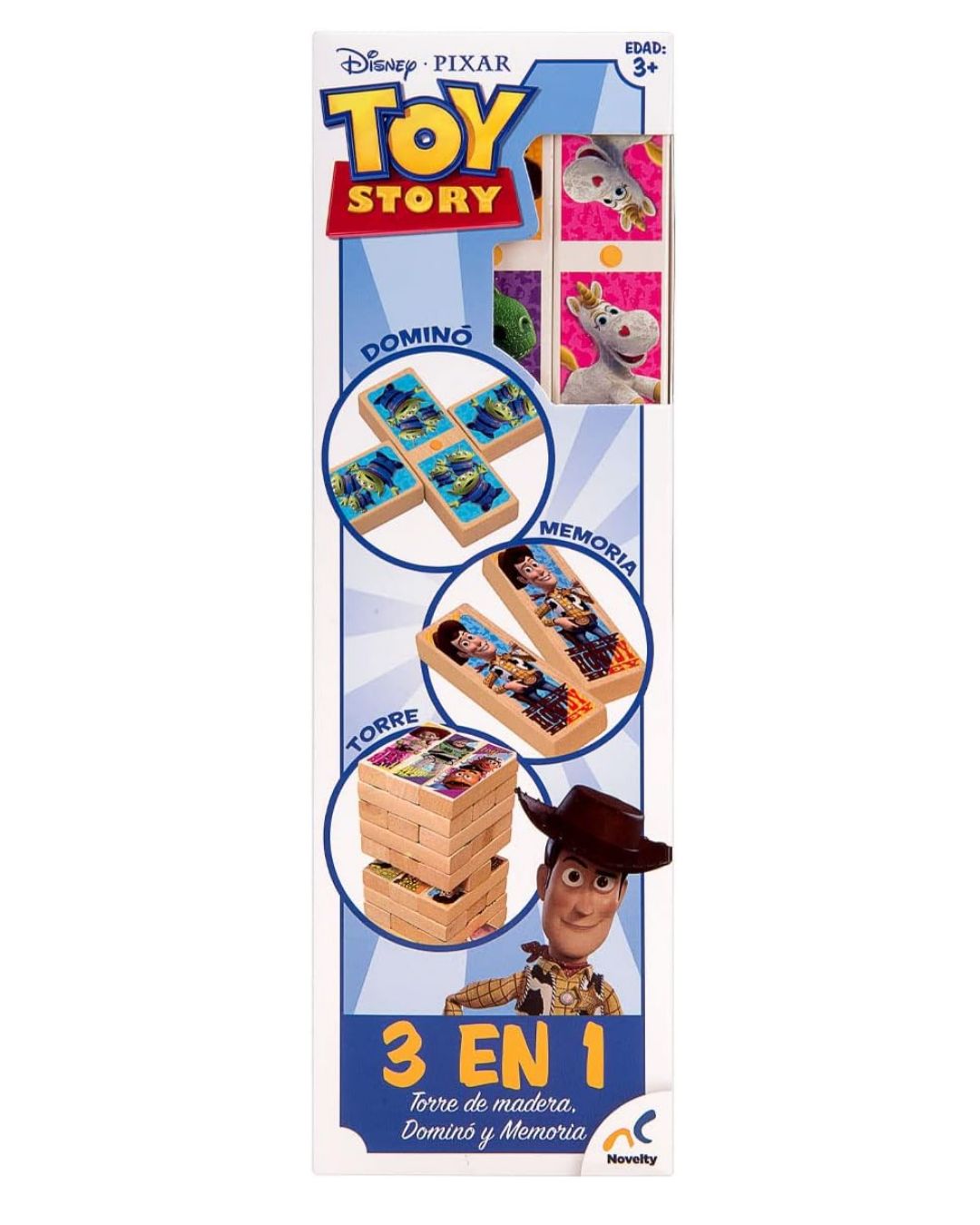Juego de Mesa Toy Story 3 en 1 – Memoria, Dominó y Torre
