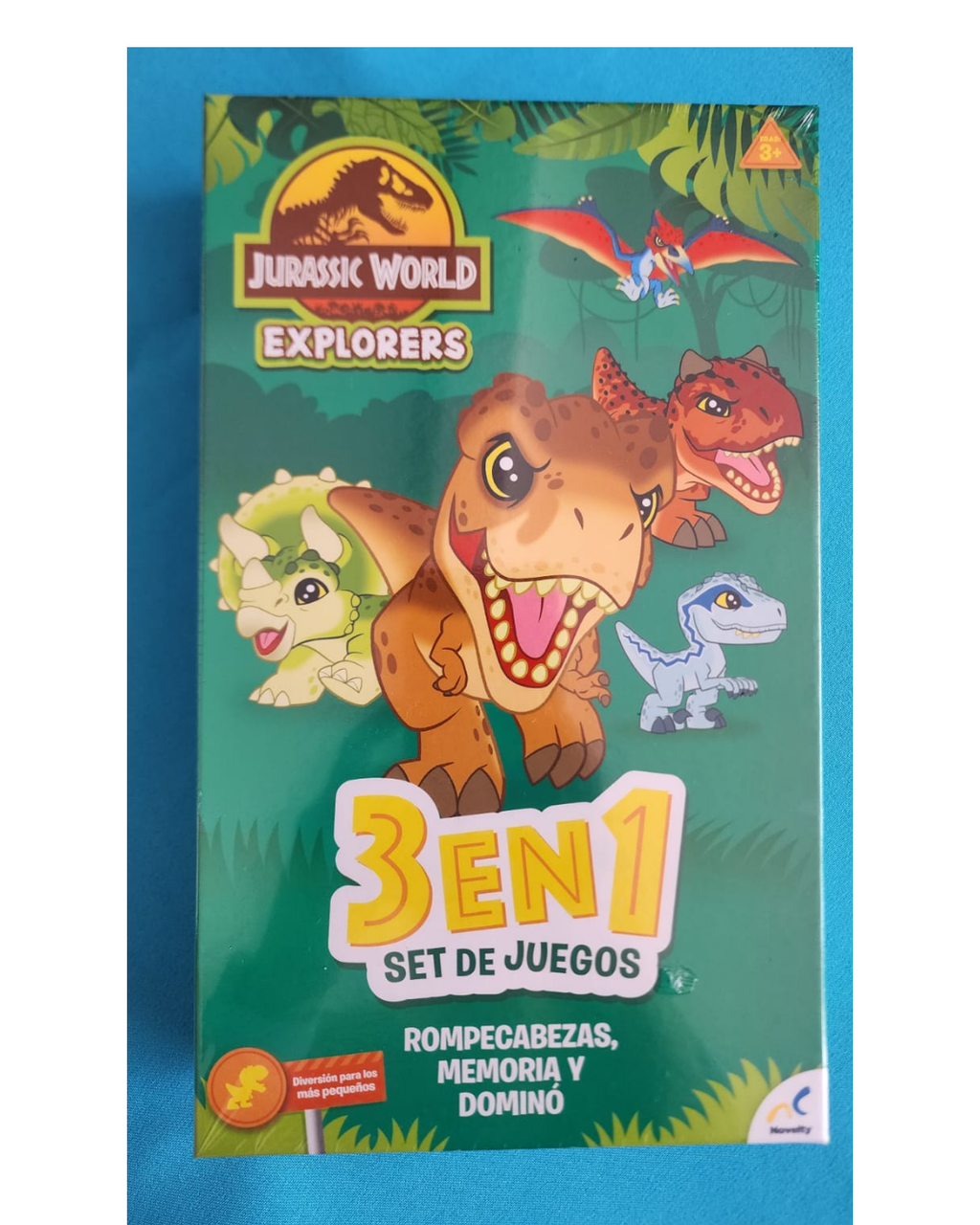Juego de Mesa Dinosaurios 3 en 1 – Memoria, Dominó y Rompecabezas