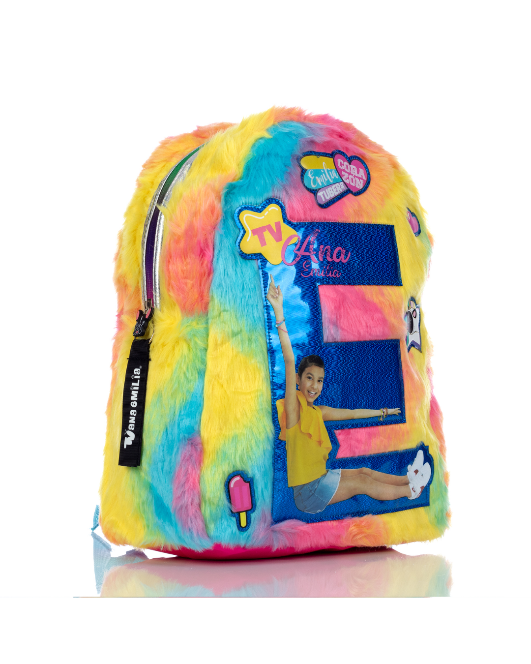 Mochila María Emilia de peluche multicolor